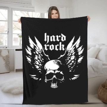 Discover hardrock skull with wings Fleece Blankets