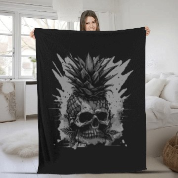 Discover scary pineapple punk Fleece Blankets