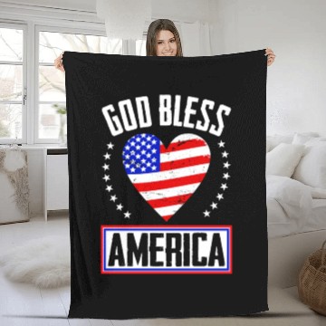 Discover God Bless America Independence Day USA Patriot Fleece Blankets