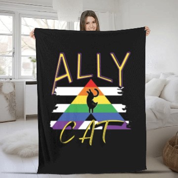 Discover LGBTQ Ally Cat Gay Pride Rainbow Ally Cat Lovers Fleece Blankets