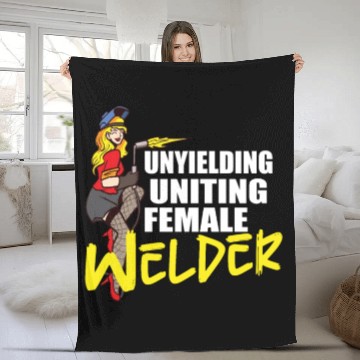 Discover Female Welder Funny Welding Mechanic Forge Fleece Blankets