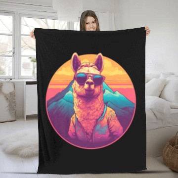 Discover Funny Alpaca with Sunglasses - Alpacatude Fleece Blankets