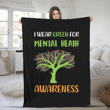 Discover I Wear Green For Mental Health Awareness Fleece Blankets