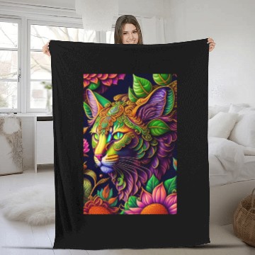 Discover AI cat design Fleece Blankets