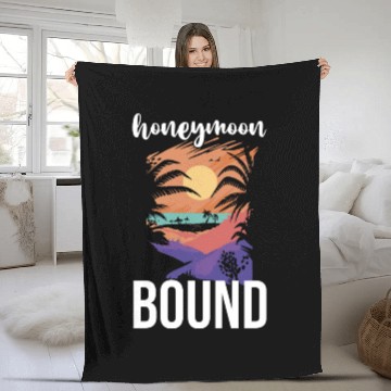 Discover Bride Groom Vacation Newlywed Couple Honeymoon Fleece Blankets
