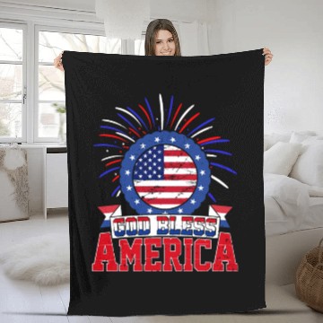 Discover God Bless America Independence Day USA Patriot Fleece Blankets