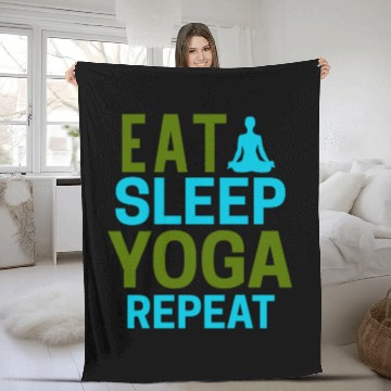 Discover Eat sleep yoga repeat Fleece Blankets