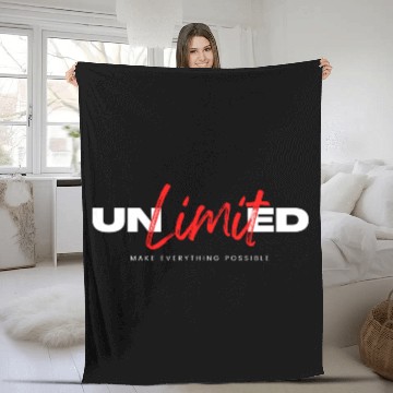 Discover White Red Simple Typography Fleece Blankets