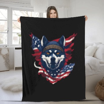 Discover Cute American Pride 4th of July Dog Flag Fleece Blankets