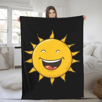 Discover Funny smiling sun logo Fleece Blankets