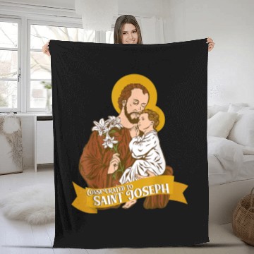 Discover Consecration to St Joseph and Child Jesus Catholic Fleece Blankets