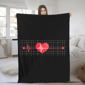 Discover Funny Heart Beats Nurse Medical Design Fleece Blankets