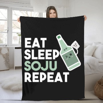 Discover Eat Sleep Soju Repeat red summer quote Fleece Blankets