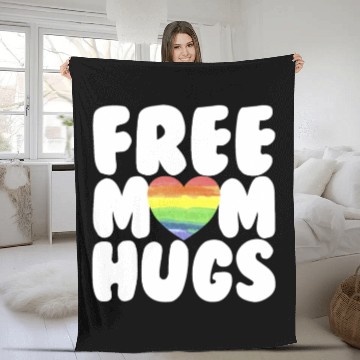 Discover Free Mom Hugs LGBTQ Plus Rainbow Heart Free Hugs Fleece Blankets