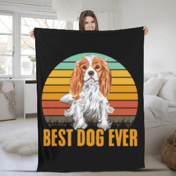 Discover Best Dog Ever Cavalier King Charles Spaniel Retro Fleece Blankets