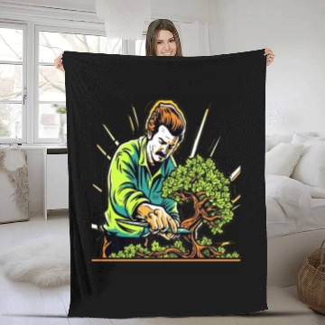 Discover Bonsai Japanese Tree Gardening Gardener Pruning Fleece Blankets