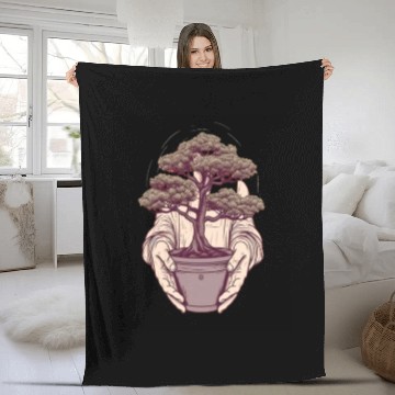 Discover Bonsai Japanese Tree Gardener Gardening Fleece Blankets