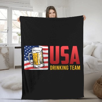 Discover USA Drinking Team Beer Fan Independence Day Fleece Blankets