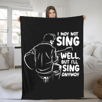 Discover I May Not Sing Well Guitar Silhouette Guitarist Fleece Blankets