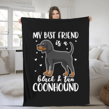 Discover My Best Friend Is A Black and Tan Coonhound Fleece Blankets