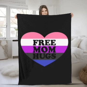 Discover Free Mom Hugs Genderfluid Flag Heart LGBTQ Fleece Blankets