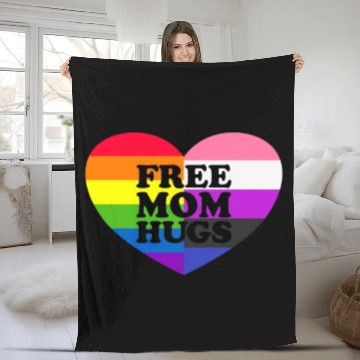 Discover Free Mom Hugs Gay Pride Genderfluid Flag Fleece Blankets