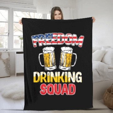 Discover Freedom Drinking Squad USA Party Independence Day Fleece Blankets