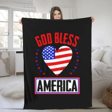 Discover God Bless America Independence Day USA Patriot Fleece Blankets