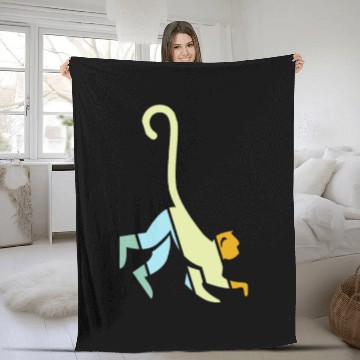 Discover monkey retro Fleece Blankets