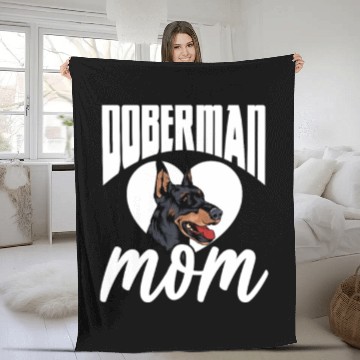 Discover Doberman Mom Fleece Blankets