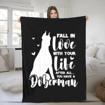 Discover Doberman Fall In Love With Your Life Fleece Blankets