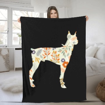 Discover Doberman Flower Fleece Blankets