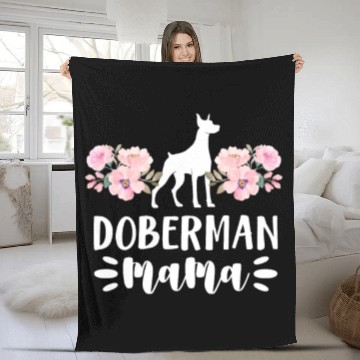 Discover Doberman Mama Fleece Blankets