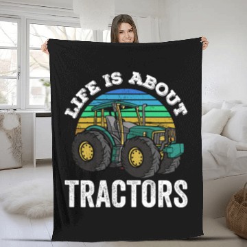 Discover Life Is About Tractors Ranch Farmer Farm Farming Fleece Blankets