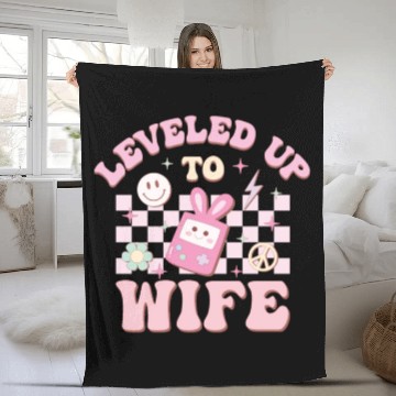 Discover Leveled Up To Wife, Happy Game Day Fleece Blankets