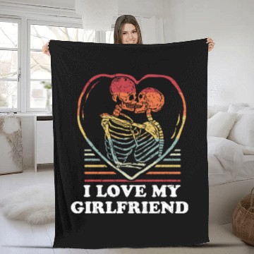 Discover I Love My Girlfriend Cool Skeleton Heart Valentine Fleece Blankets