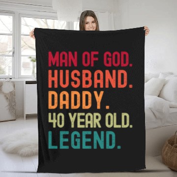 Discover Man of God Husband Dad Funny 40th Birthday Fleece Blankets