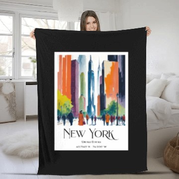 Discover People walking to One World Trade Centre New York Fleece Blankets