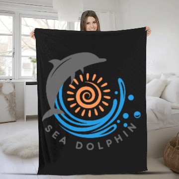 Discover Sea dolphin Fleece Blankets