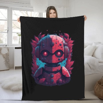 Discover Ninja robot nice Fleece Blankets AI design