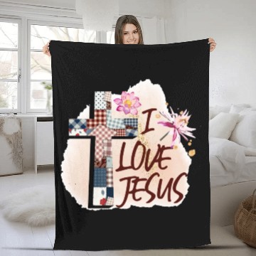 Discover I Love Jesus Fleece Blankets