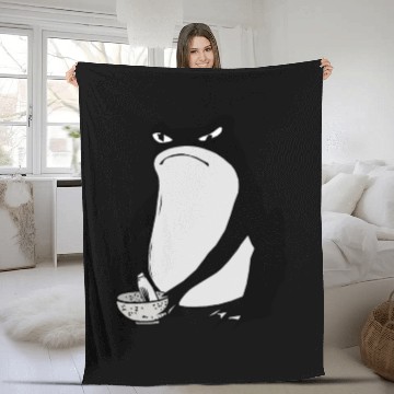 Discover Grumpy Frog drawing Japanese art Fleece Blankets
