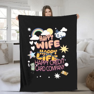 Discover Happy Wife Happy Credit Card Company Fleece Blankets