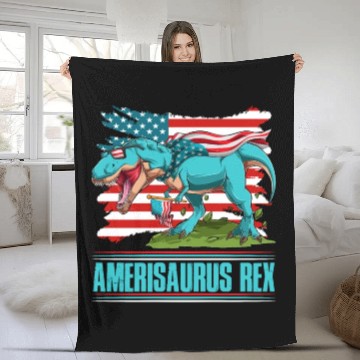 Discover Amerisaurus Rex Independence Day USA Party Fleece Blankets