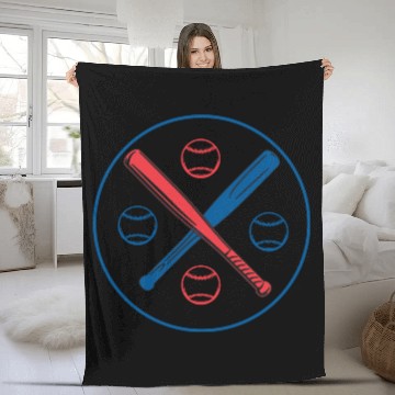 Discover Baseball bat with ball design 2023 Fleece Blankets