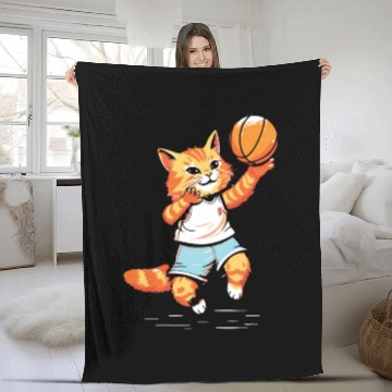 Discover Basketball Cat Basketball Player I Love Basketball Fleece Blankets