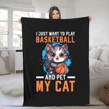 Discover Basketball Cat Basketball Player I Love Basketball Fleece Blankets