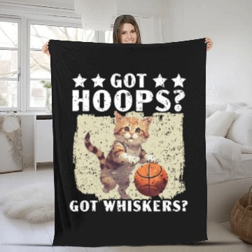 Discover Basketball Cat Basketball Player I Love Basketball Fleece Blankets