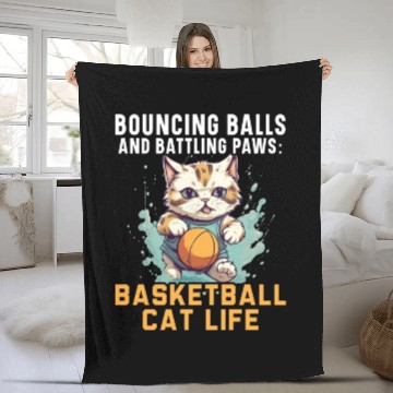 Discover Basketball Cat Basketball Player I Love Basketball Fleece Blankets