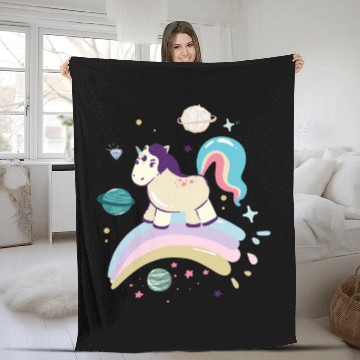 Discover Unicorn rainbow Fleece Blankets